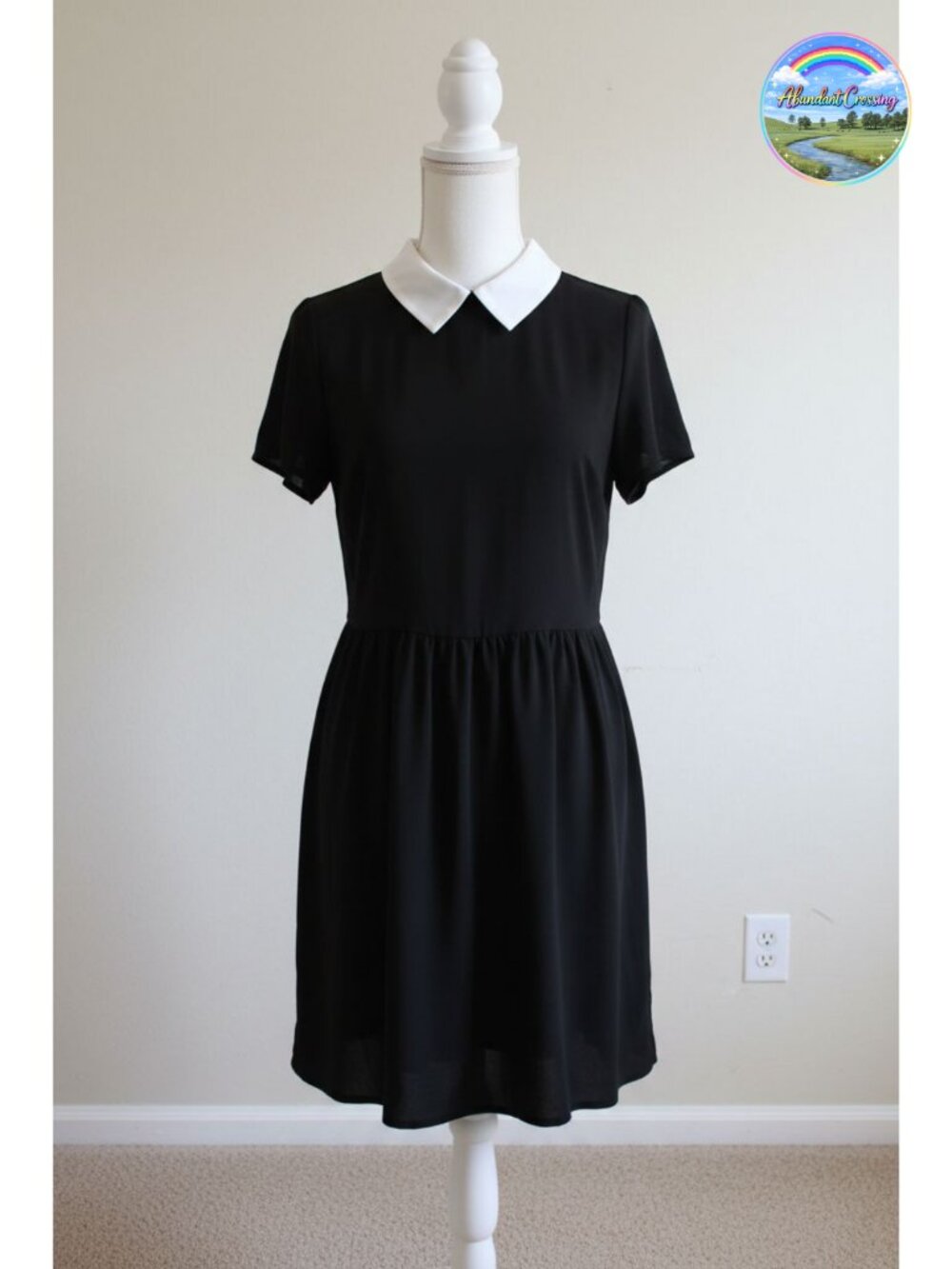 Peter Pan Collar Fit & Flare Mini Dress Short Sleeve Cosplay Costume